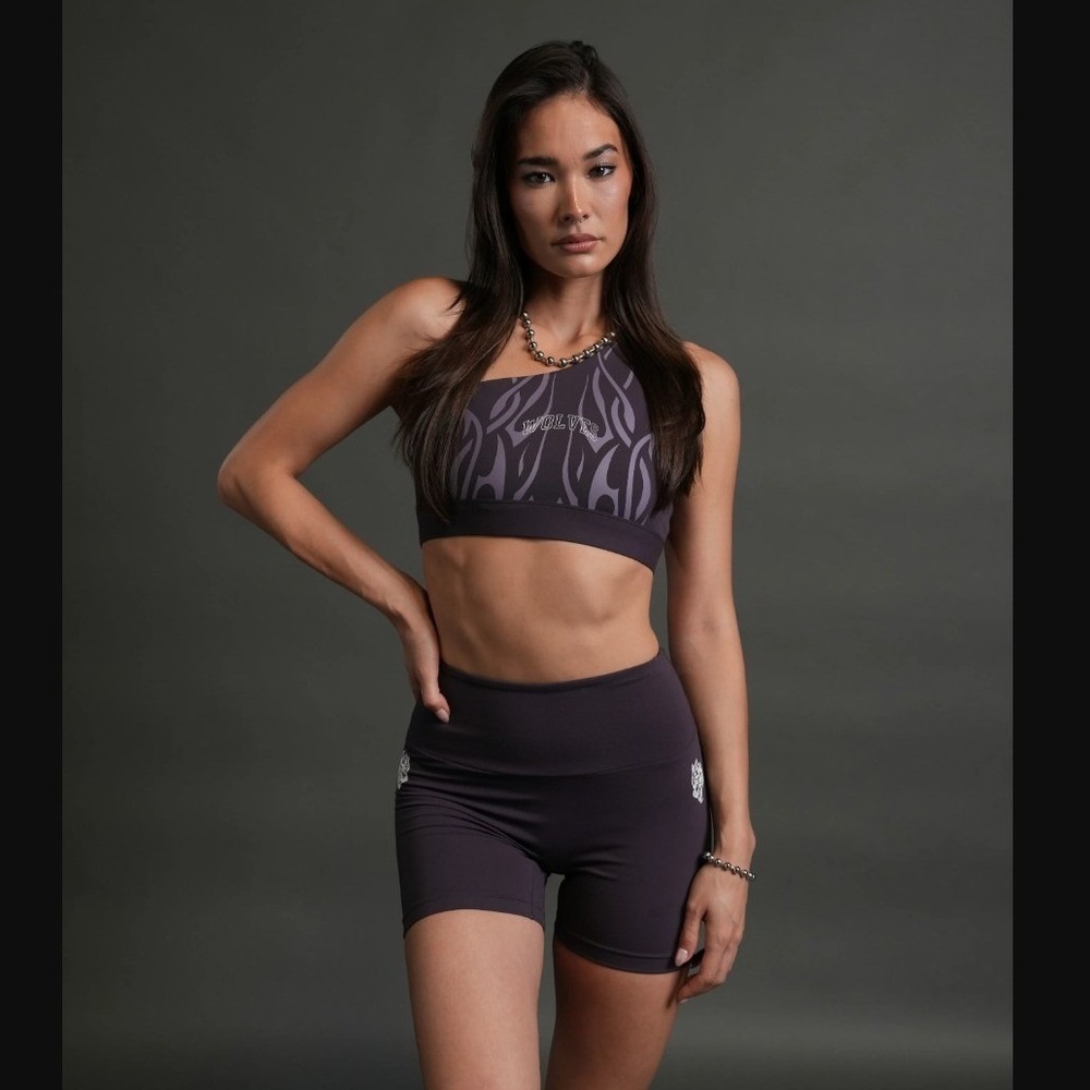 Darc Sport She Finite Future One Shoulder Bra & Shorts Set Phantom Purple Small